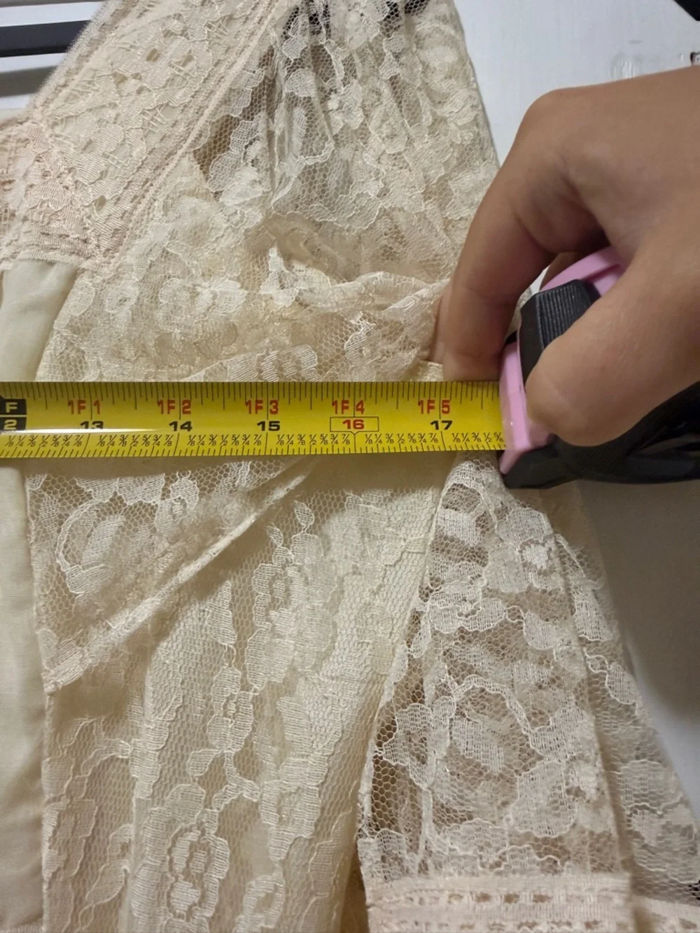 Vintage handmade Ivory Lace Maxi Dress - Picture 8 of 8